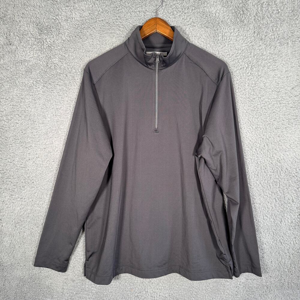 Greg Norman Golf Sweater 1/4 Zip Mens Large Gray Pullover Play Dry Performance